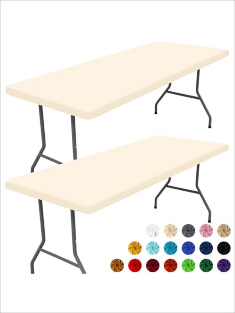 2 Pack Rectangle Spandex Fitted Tablecloth 6FT Elastic Waterproof Washable